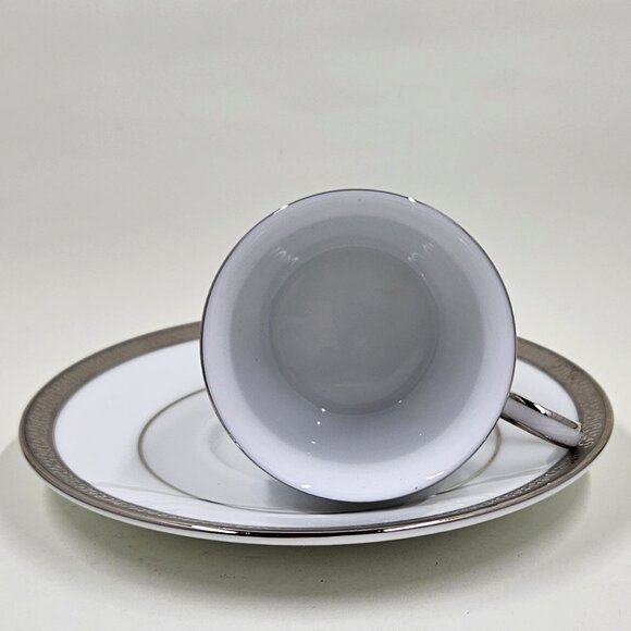 Flat Demitasse Cup & Saucer Set Grand Buffet Classic Platinum by Charter Club - Picture 6 of 16